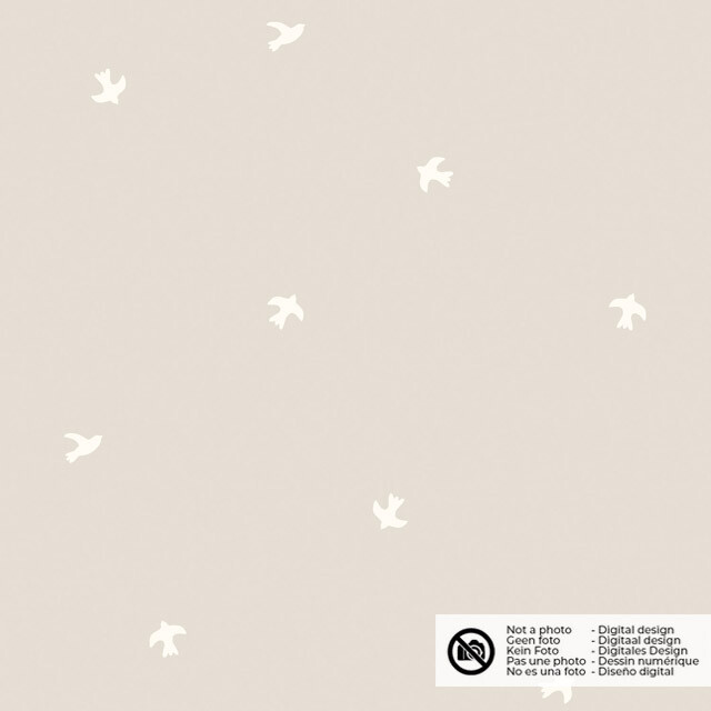 Cotton muslin birds beige