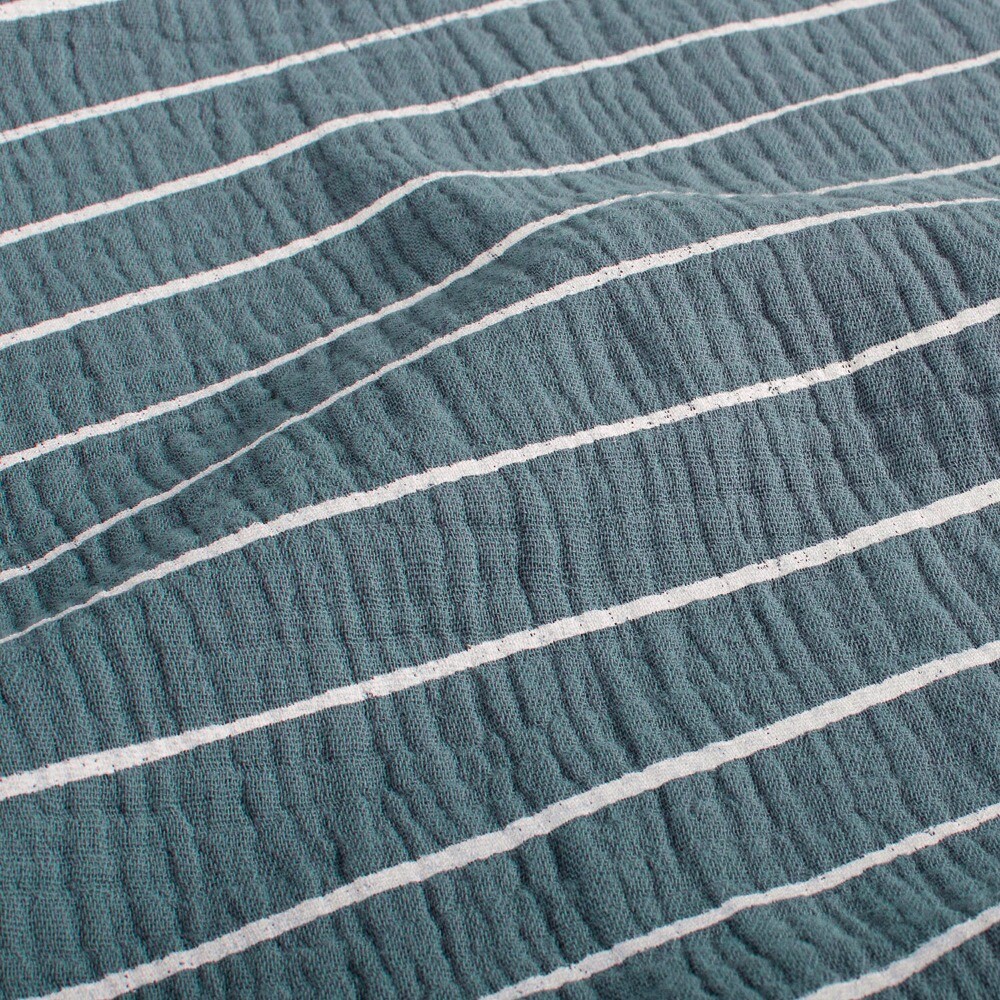 cotton muslin stripes offwhite/indigo