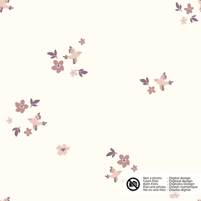 Cotton jersey birds offwhite