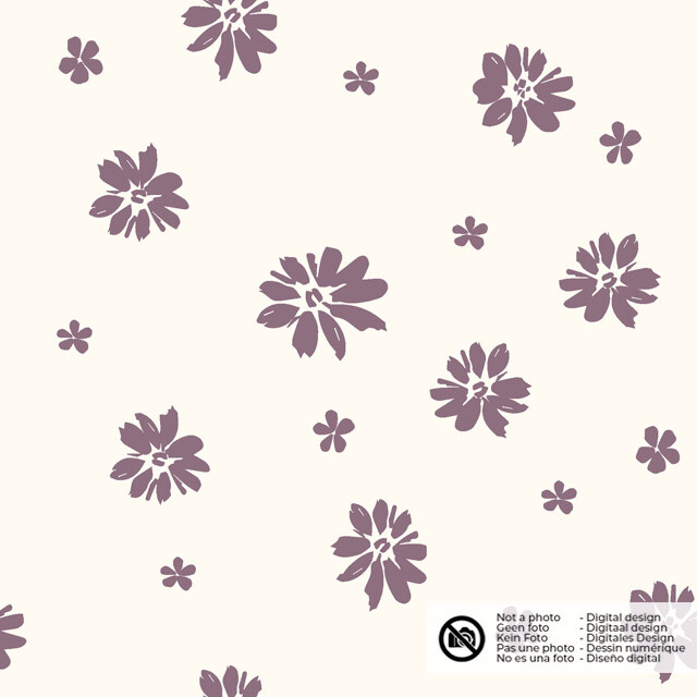 Cotton jersey flowers offwhite