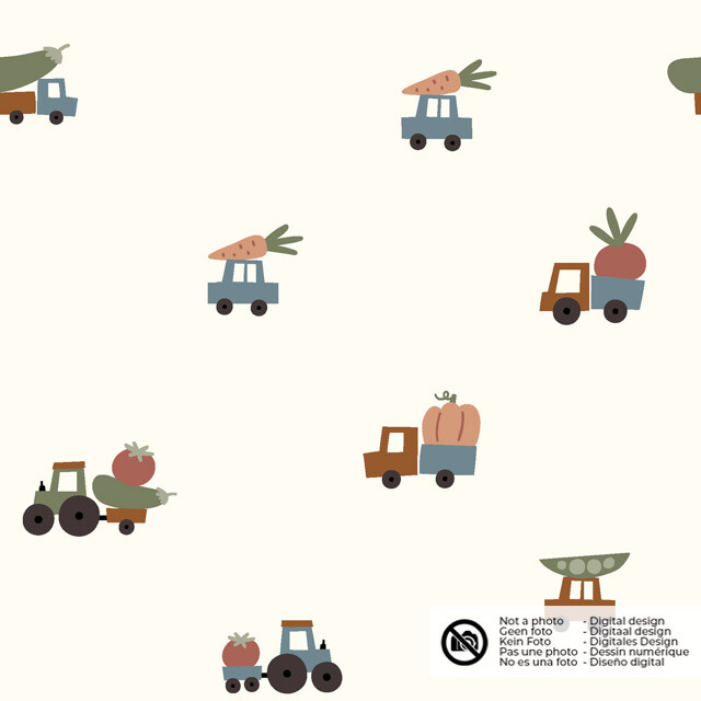 Cotton jersey vehicles with vegetables