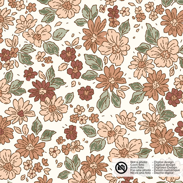 Cotton jersey flowers offwhite