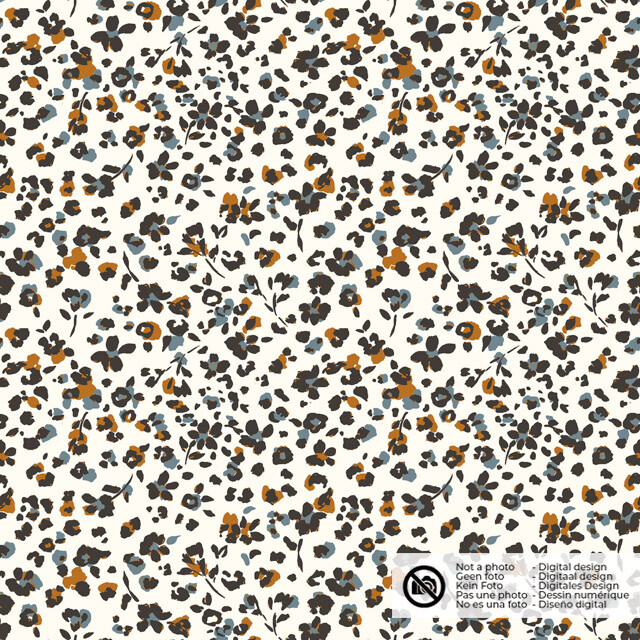 Cotton jersey flowers offwhite