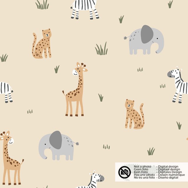 Cotton jersey animals beige