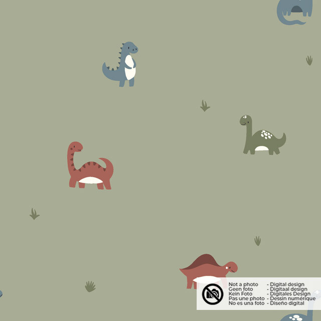 Cotton jersey dinos olive green