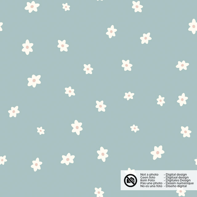 Cotton jersey flowers baby blue