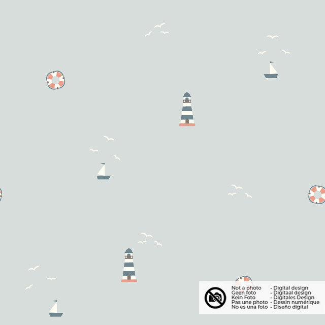 Cotton jersey lighthouses light grey