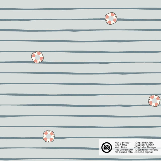 Cotton jersey lifebuoys and stripes light grey