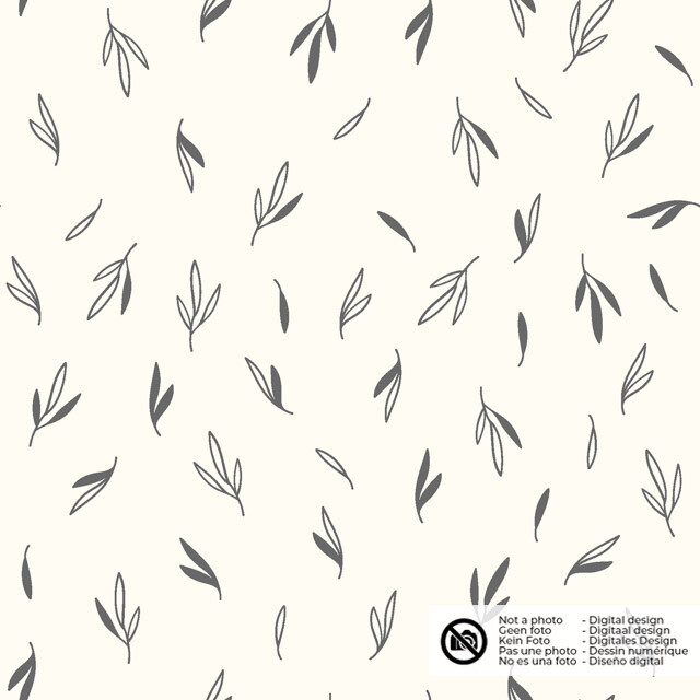 Cotton jersey leaves offwhite