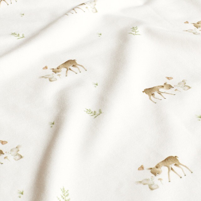 Cotton jersey digital print deer offwhite