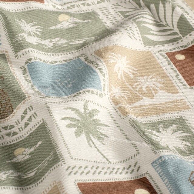 Cotton jersey stamps offwhite