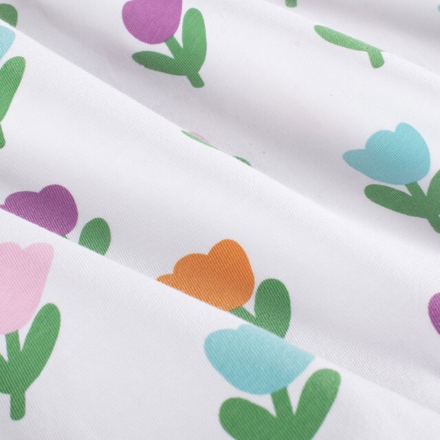 Cotton jersey tulips white