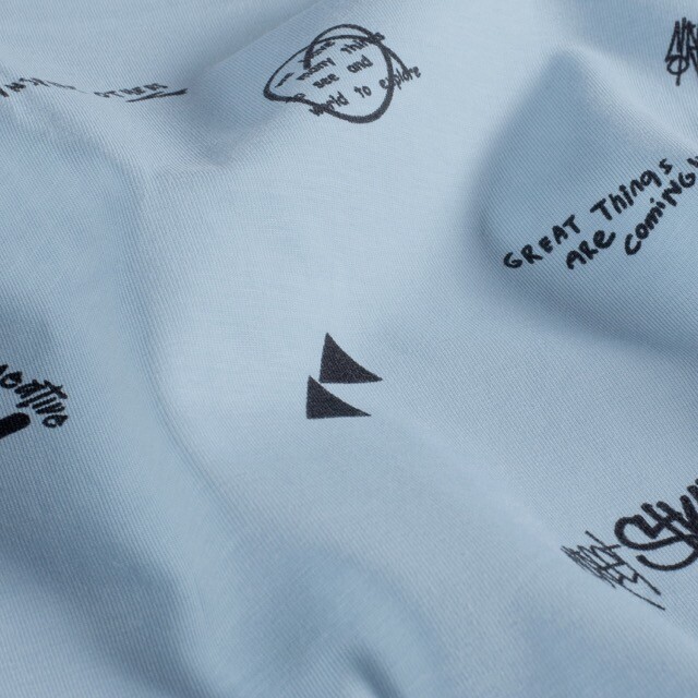 Cotton jersey texts baby blue