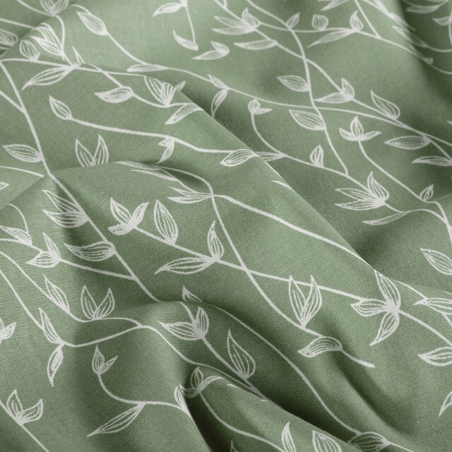 Cotton poplin twigs khaki green