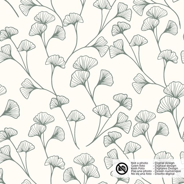 Cotton poplin leaves khaki green