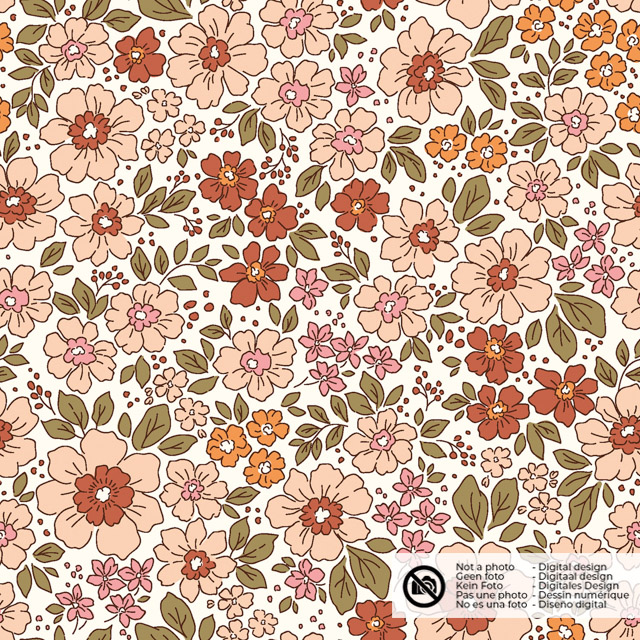 Cotton poplin flowers offwhite