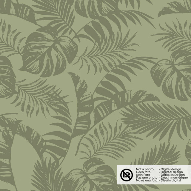 Cotton poplin leaves olive green