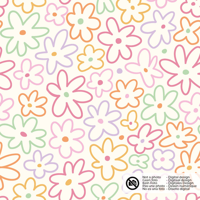 Cotton poplin flowers offwhite