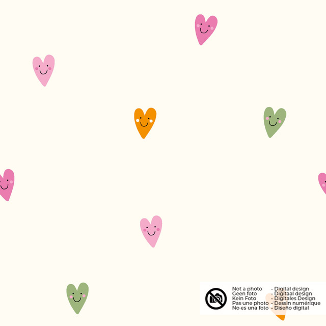 Cotton poplin hearts offwhite