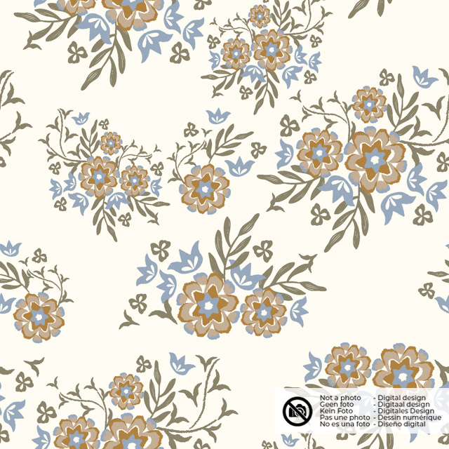 Cotton poplin flowers offwhite