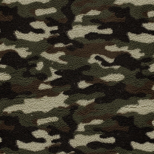 Sherpa fleece jacquard camouflage khaki green