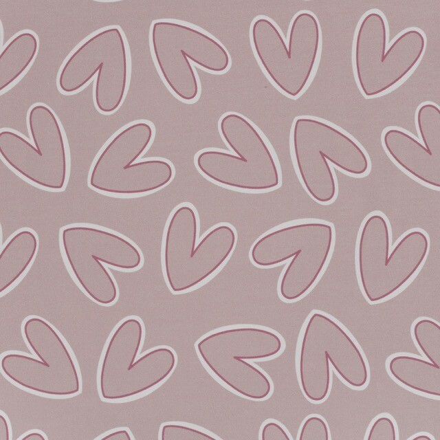 French terry digital print hearts pink
