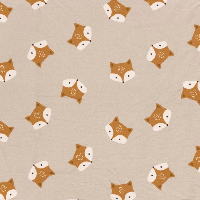 French terry digital print foxes beige