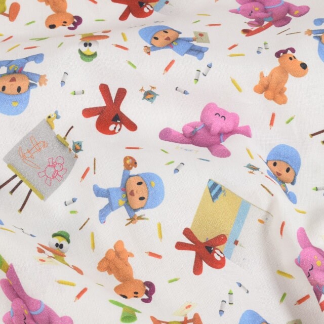 Cotton poplin pocyo & friends weiß