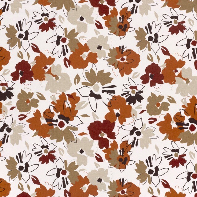 French terry digital print flowers offwhite