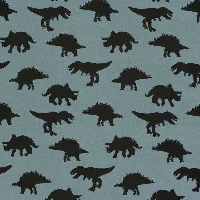 French terry digital print dinos steel blue