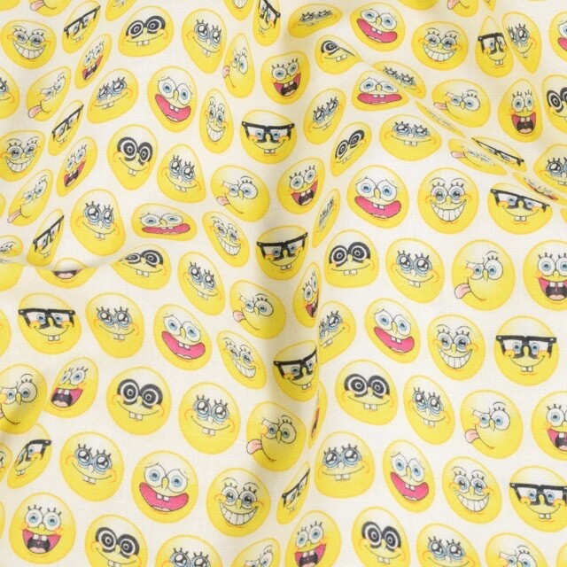 Cotton poplin spongebob emojis weiß