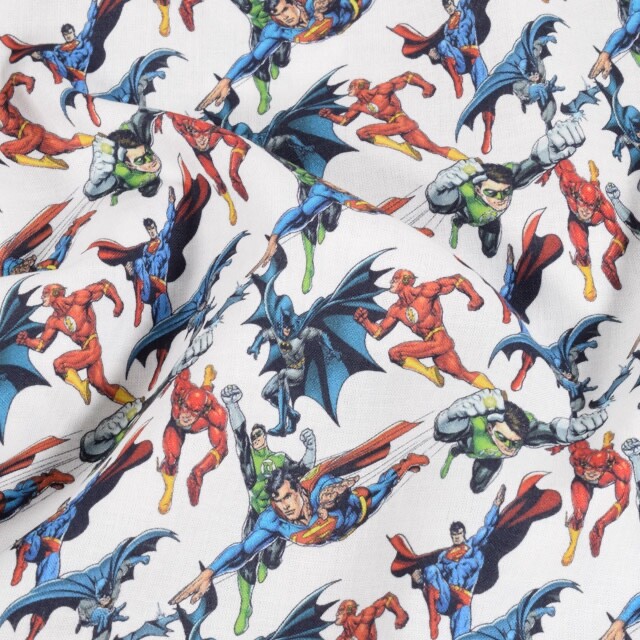 Cotton poplin justice league white