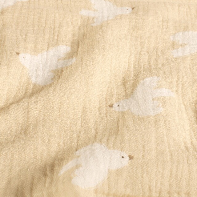 Cotton muslin birds beige