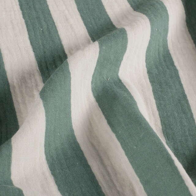 Cotton muslin stripes petrol