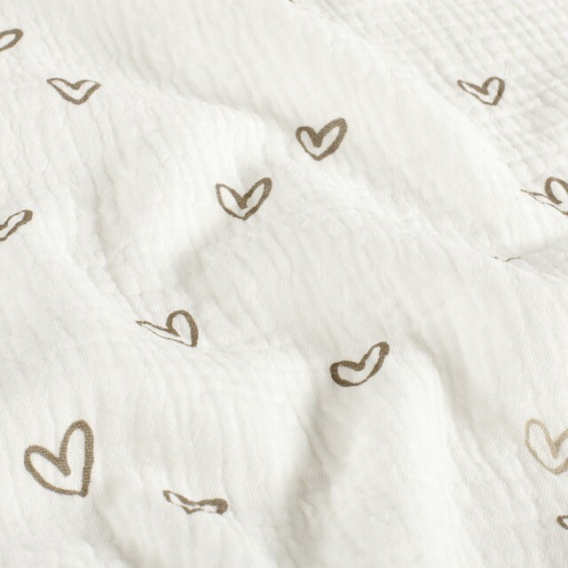 Cotton muslin hearts offwhite