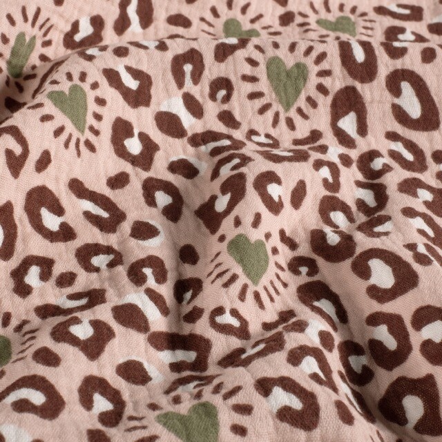 Cotton muslin leopard light pink