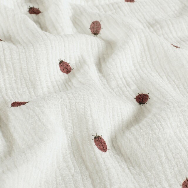 Cotton muslin ladybugs offwhite