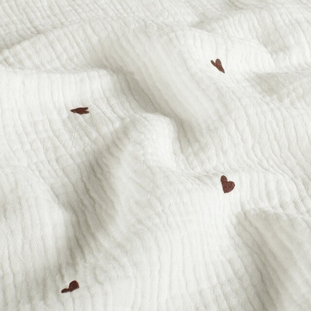 Cotton muslin hearts offwhite