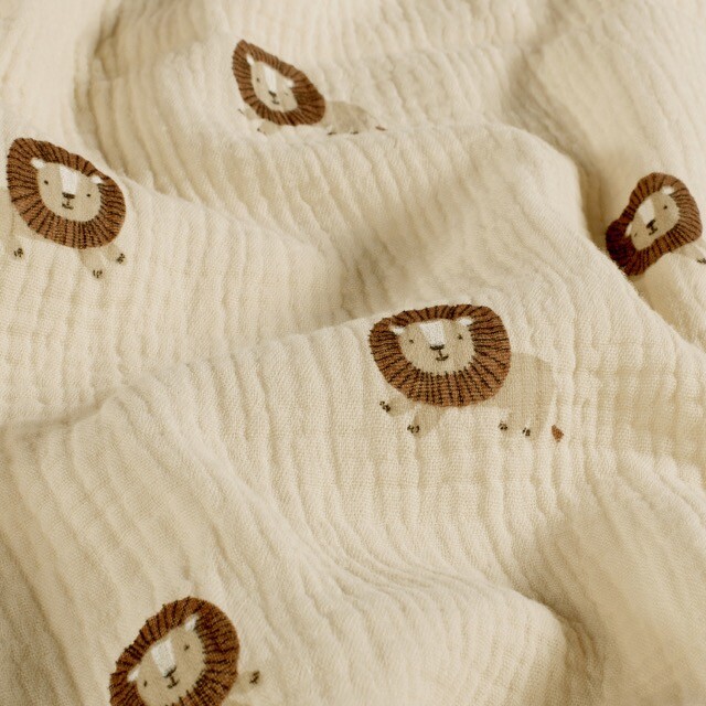 Cotton muslin lions beige