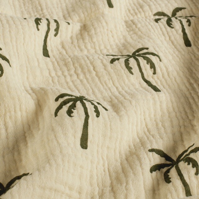 Cotton muslin palm trees beige