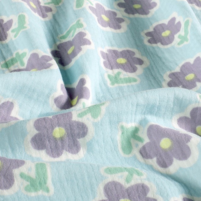 Cotton muslin flowers ice blue