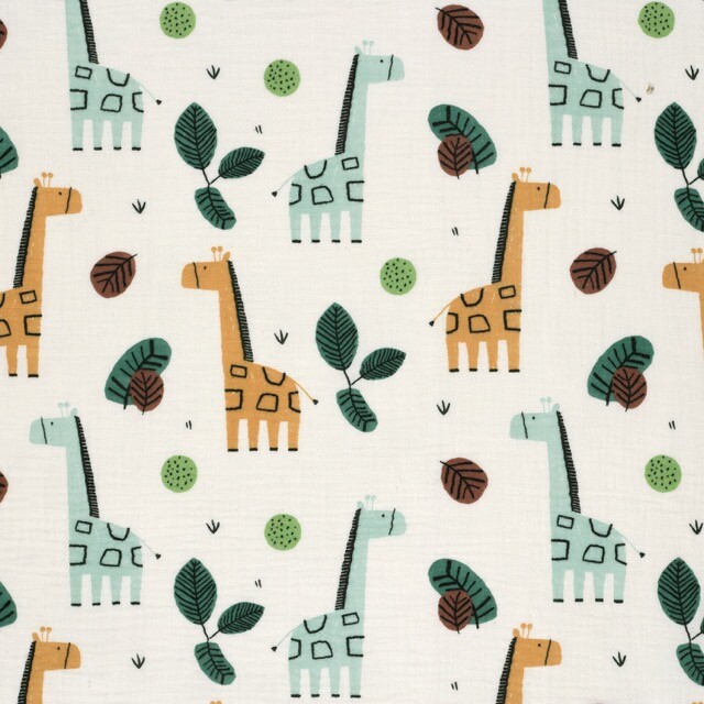Cotton muslin giraffes offwhite