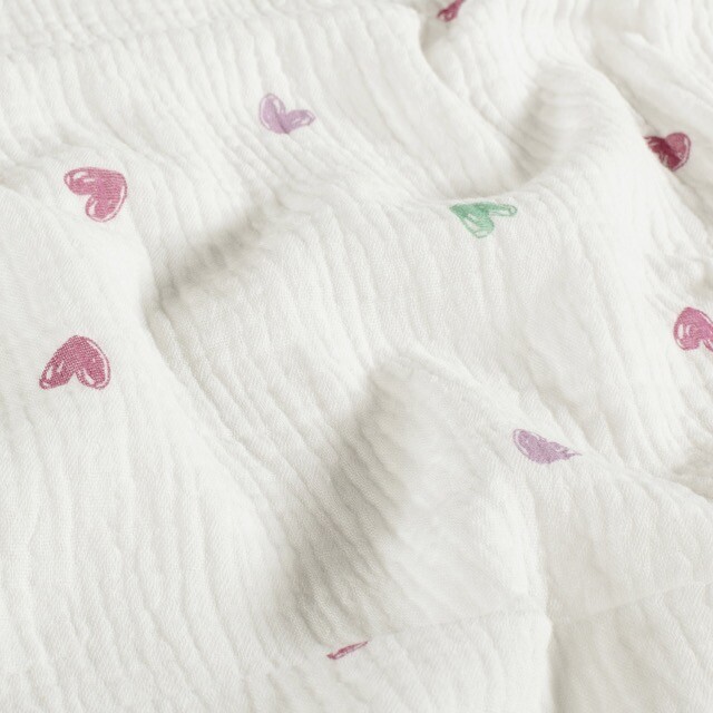 Cotton muslin hearts offwhite