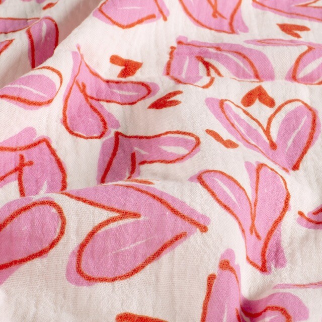 Cotton muslin hearts offwhite