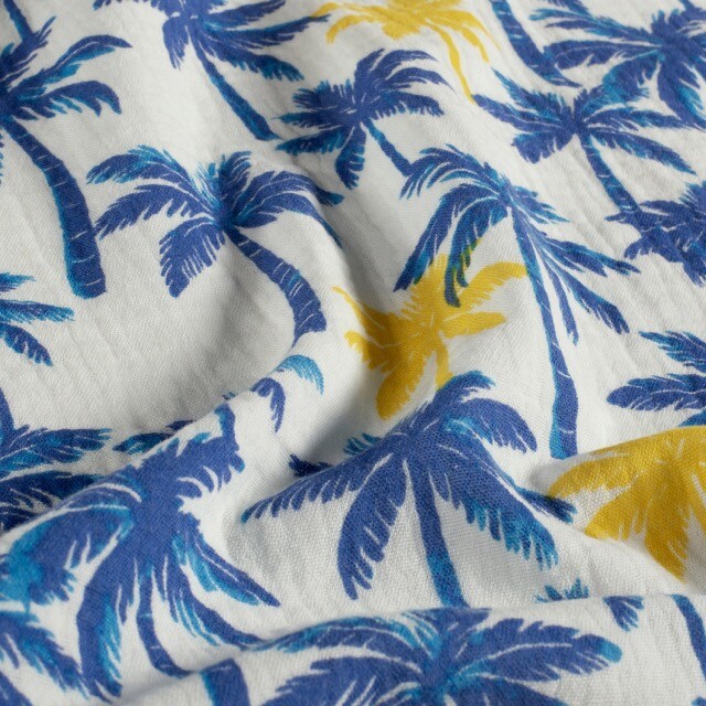 Cotton muslin palm trees offwhite