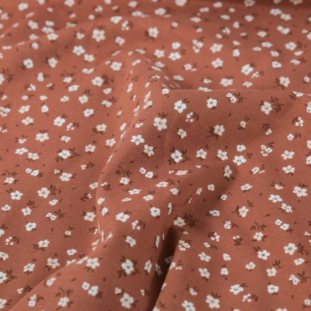 Cotton jersey flowers old pink