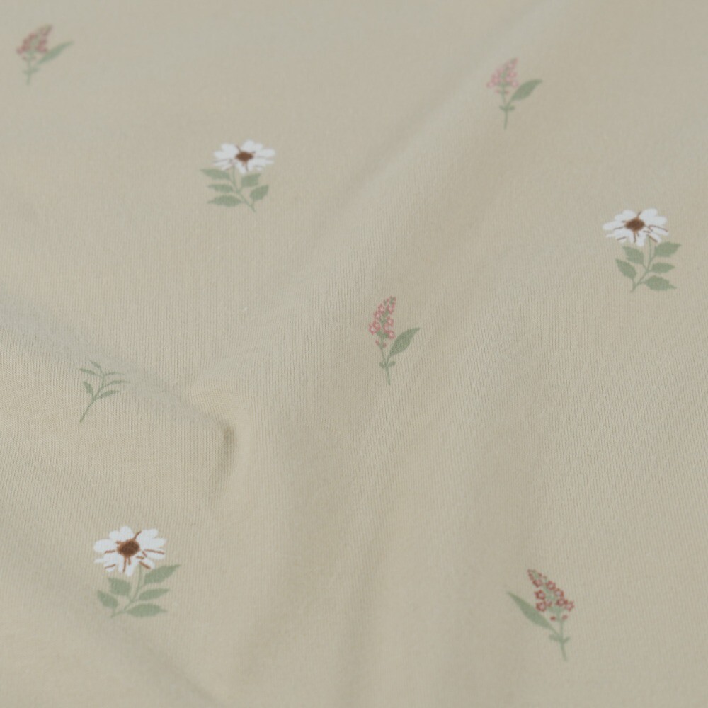 Cotton jersey flowers beige