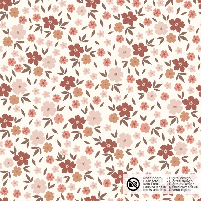 Cotton jersey flowers offwhite