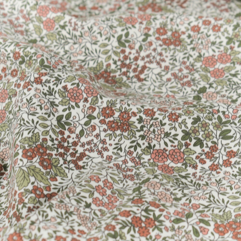 Cotton jersey flowers offwhite