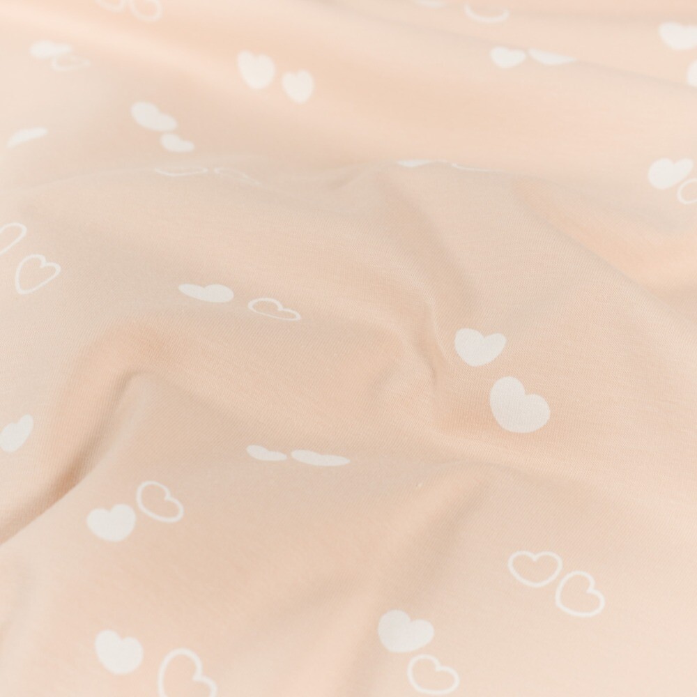 Cotton jersey hearts light pink